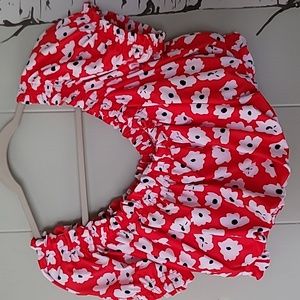 SHEIN red floral posie bathing suit top 4xl